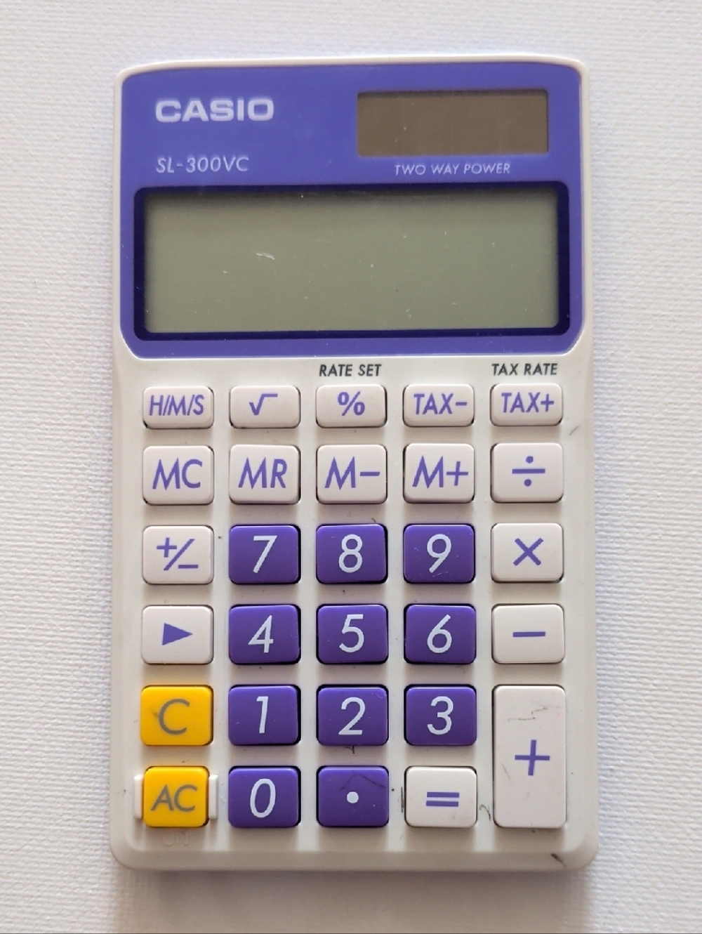 Casio Purple and White Portable Solar Calculator